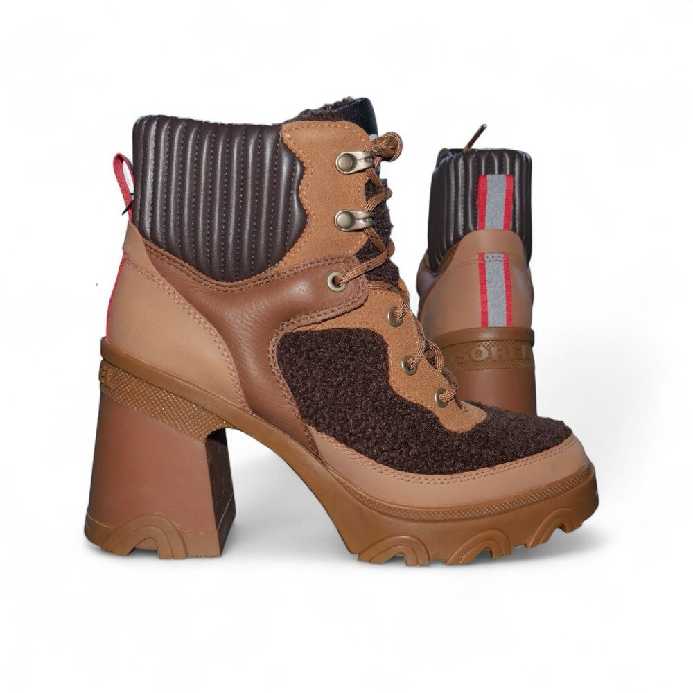 Sorel Brex Heel Waterproof Winter Boots Women's Size 9.5 Brown Sherpa NEW
